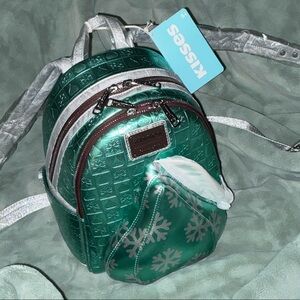 BNWT Loungefly Emerald Green Metallic Mini Backpack with Silver Accents